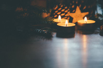 Close-up of illuminated christmas lights