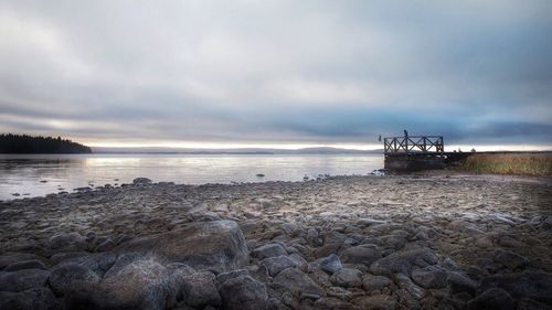 Scenic view of sea against cloudy sky