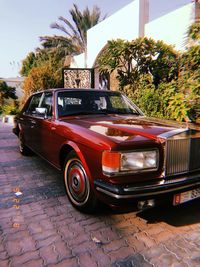 Vintage car on street in city