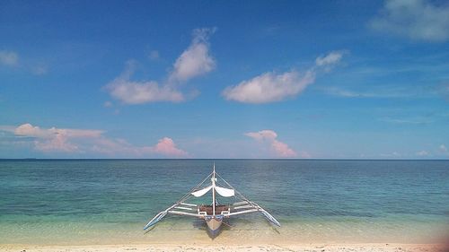 Scenic view of sea against blue sky