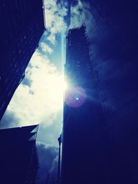 Low angle view of building against blue sky