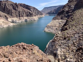 Scenic view of lake and mountains