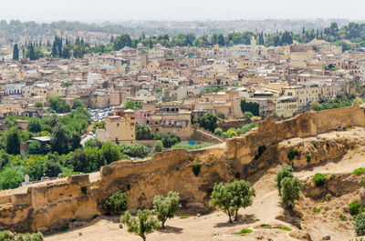 Aerial view of historic city of fes, morocco, north africa