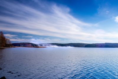 Scenic view of sea against cloudy sky