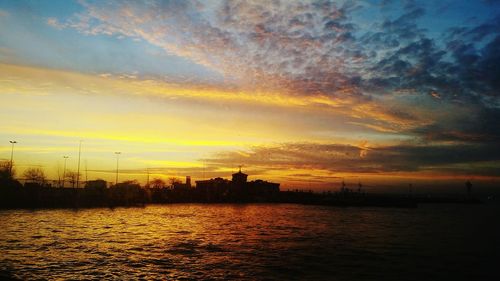 Scenic view of sea during sunset