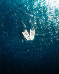 High angle view of swimming in sea