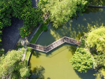 High angle view of bridge over lake