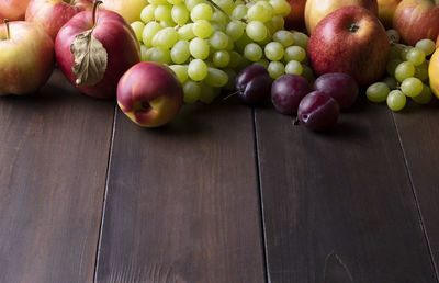 High angle view of apples on table