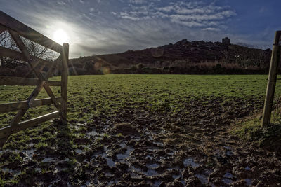 Scenic view of field against sky