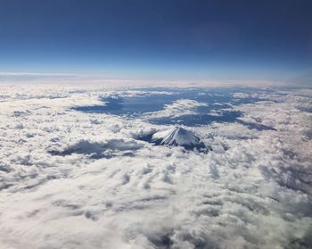Aerial view of snow covered landscape