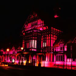 Illuminated building at night