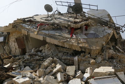 Turkey and syria earthquake. ruined houses after a strong earthquake.