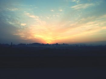 Scenic view of landscape against sky at sunset