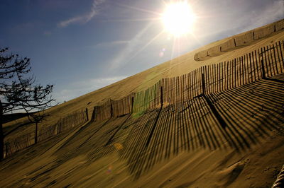 Fence on dune of pilat during sunny day