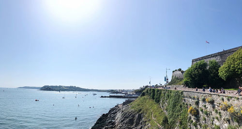 Scenic view of sea against clear sky