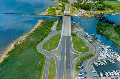 High angle view of traffic on road