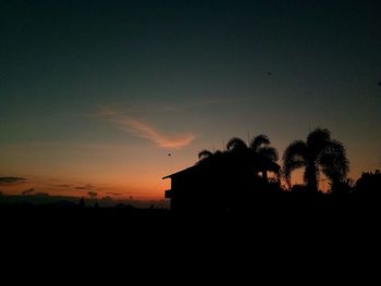 Silhouette trees against sky during sunset