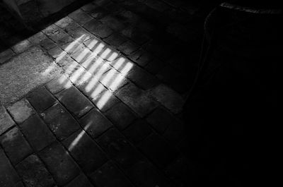 High angle view of footpath at night