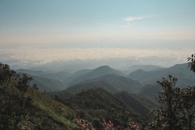 Scenic view of mountains against sky