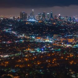 City lit up at night