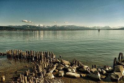 Scenic view of lake against sky