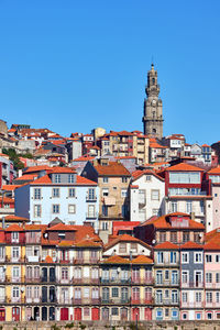 The beautiful old town of porto in portugal on a sunny day
