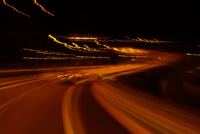 Light trails on highway at night