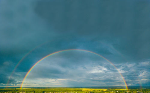 Scenic view of rainbow against sky