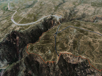 High angle view of road on mountain