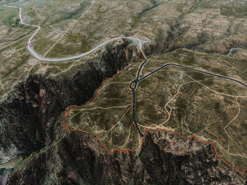 High angle view of rocks on land