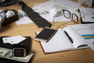 Office supplies on table