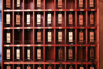 Full frame shot of books in shelf