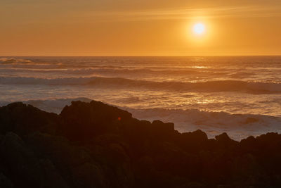 Scenic view of sea against sky during sunset