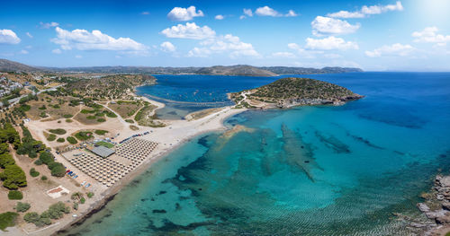 High angle view of sea against sky