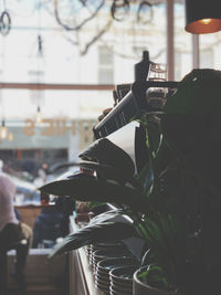 Portrait of man seen through glass window