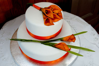 Close-up of dessert in plate on table