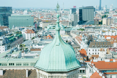 High angle view of buildings in city