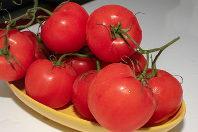 Close-up of strawberries in plate