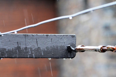 Close-up of metallic equipment outdoors