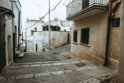 Empty alley amidst buildings in city