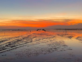 Scenic view of sea during sunset