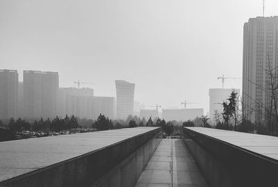 City against clear sky during winter