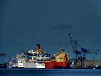 View of harbor against sky