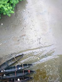 High angle view of boats in water