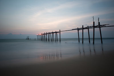 Scenic view of sea against sky at sunset