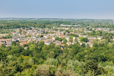 High angle view of townscape against sky