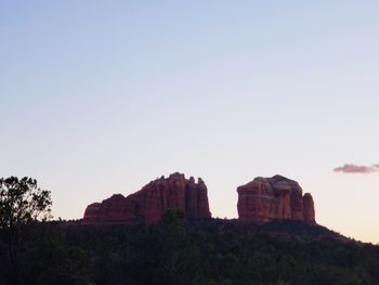 View of rock formation against clear sky