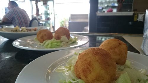 Close-up of food served in plate