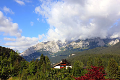 Scenic view of landscape and mountains against sky