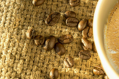 High angle view of breakfast on floor